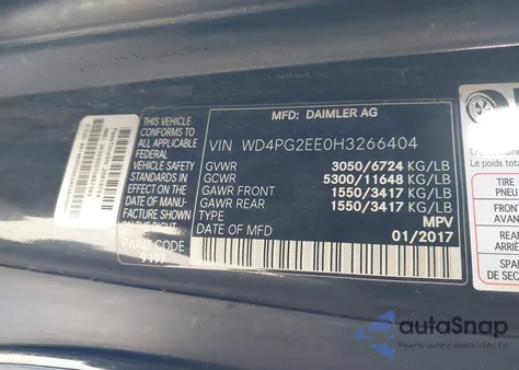 2017 Mercedes-Benz Metris z USA, uszkodzony, nr VIN WD4PG2EE0H3266404